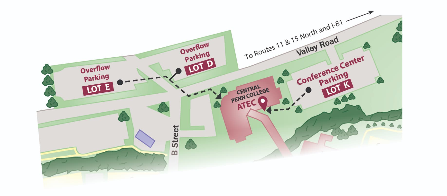 Central Penn College campus parking map